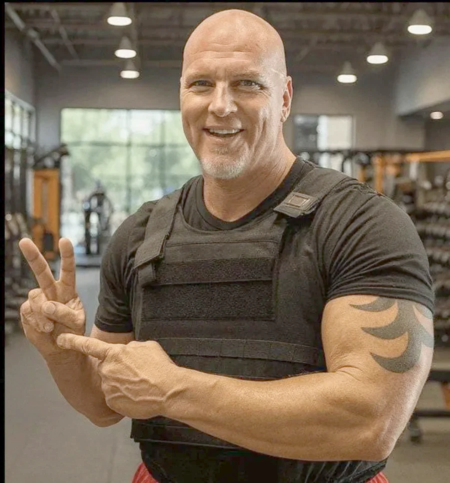 Daniel Borowick, founder of Domex Strength and Fitness, in a weighted training vest in the gym